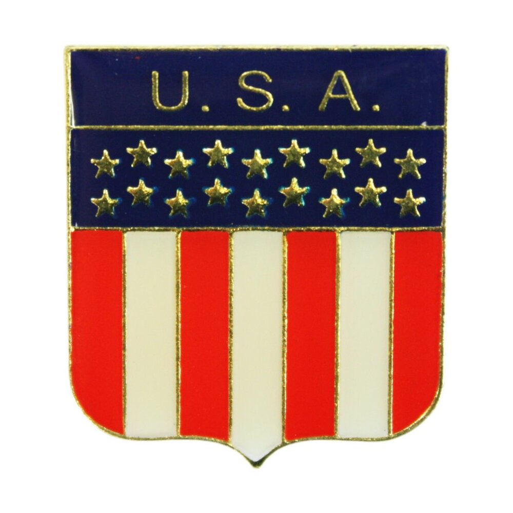 USA Flag Shield Enamel Pin - American Patriotic Pride Travel Apparel Gift NWT